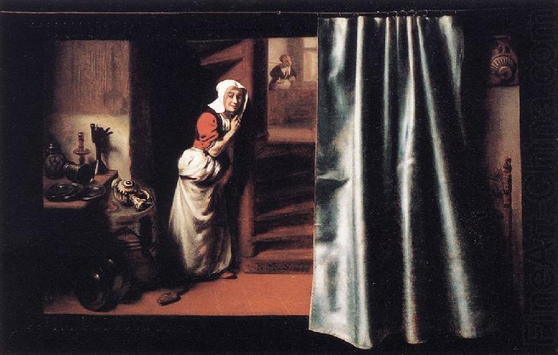 Eavesdropper with a Scolding Woman, MAES, Nicolaes